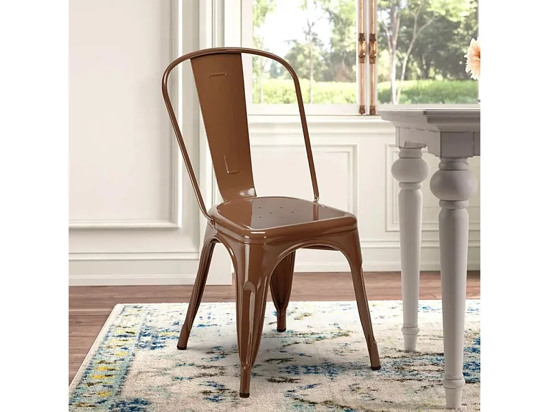 silla de comedor de metal para cocinas y bares steel one - Marrón