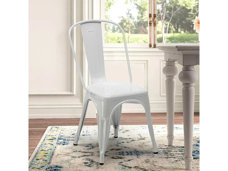 stock 20 silla industrial metal acero para cocinas y bares steel one - Blanco