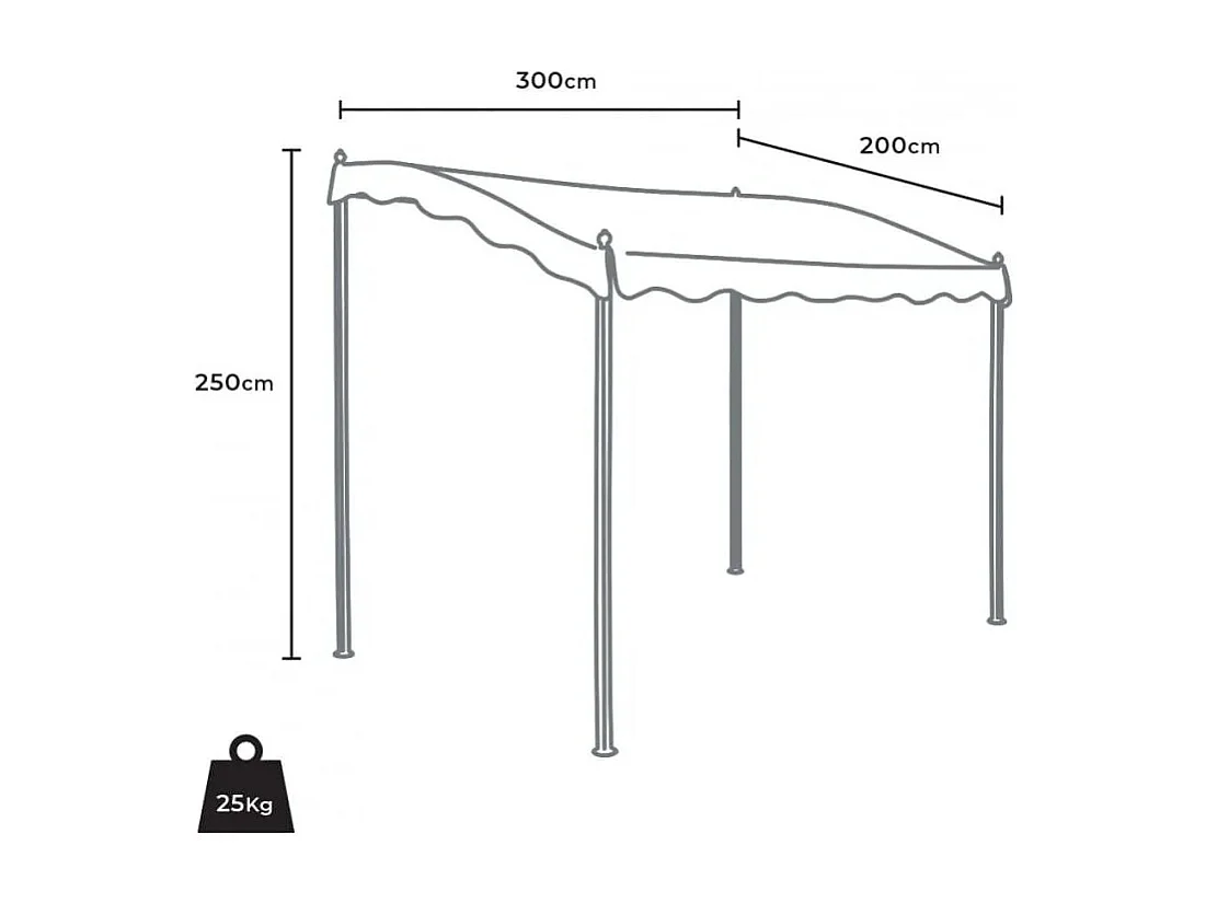 Cenador De Acero Para Exteriores 3x2 Metros Bar Hotel Pergola - Negro