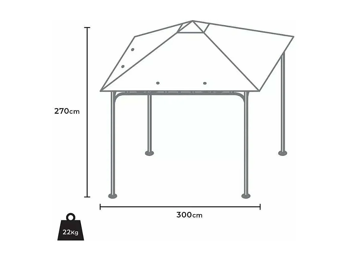 Gazebo da giardino 3x3 in acciaio antivento terrazza giardino Oasi