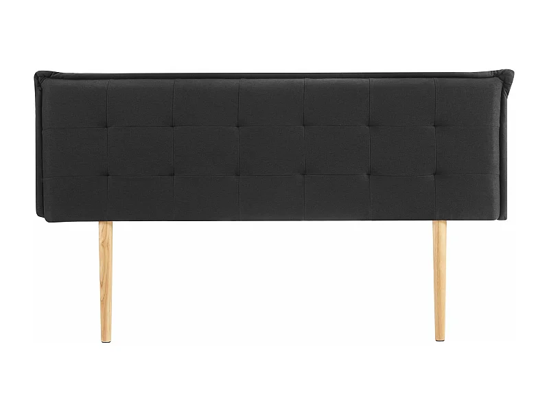 Tête de lit ZELOX 160 capitonnée, En tissu rembourré, Pieds en bois, Design élégant, Pour lits 160 cm, Noir