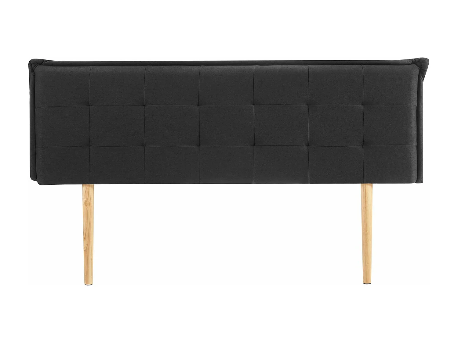 Tête de lit ZELOX 160 capitonnée, En tissu rembourré, Pieds en bois, Design élégant, Pour lits 160 cm, Noir
