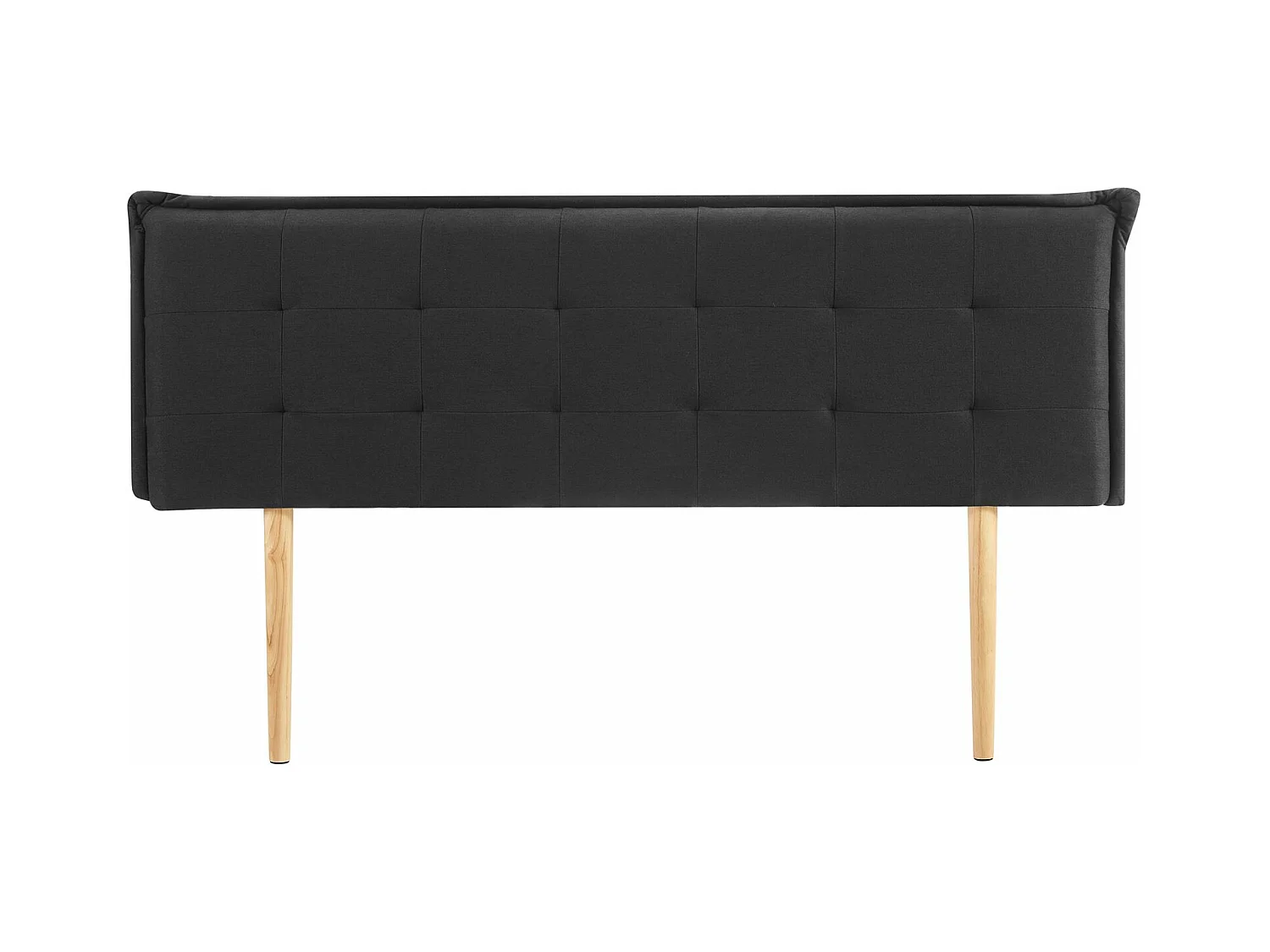 Tête de lit ZELOX 160 capitonnée, En tissu rembourré, Pieds en bois, Design élégant, Pour lits 160 cm, Noir