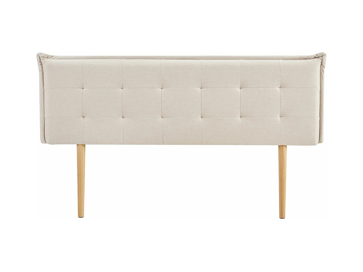 Tête de lit ZELOX 160 capitonnée, En tissu rembourré, Pieds en bois, Design élégant, Pour lits 160 cm, Écru