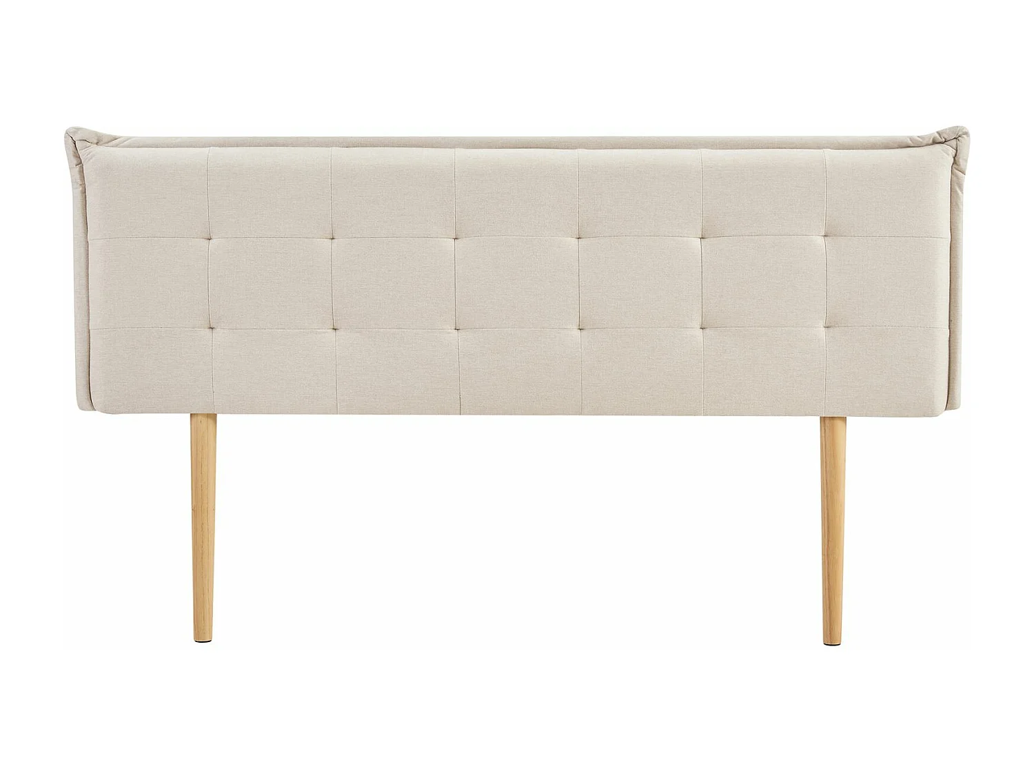 Tête de lit ZELOX 160 capitonnée, En tissu rembourré, Pieds en bois, Design élégant, Pour lits 160 cm, Écru