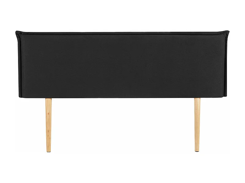 Tête de lit VINCEL 160 rembourrée, En tissu polyester pour lit 160 cm, Sur pieds en bois, Noir