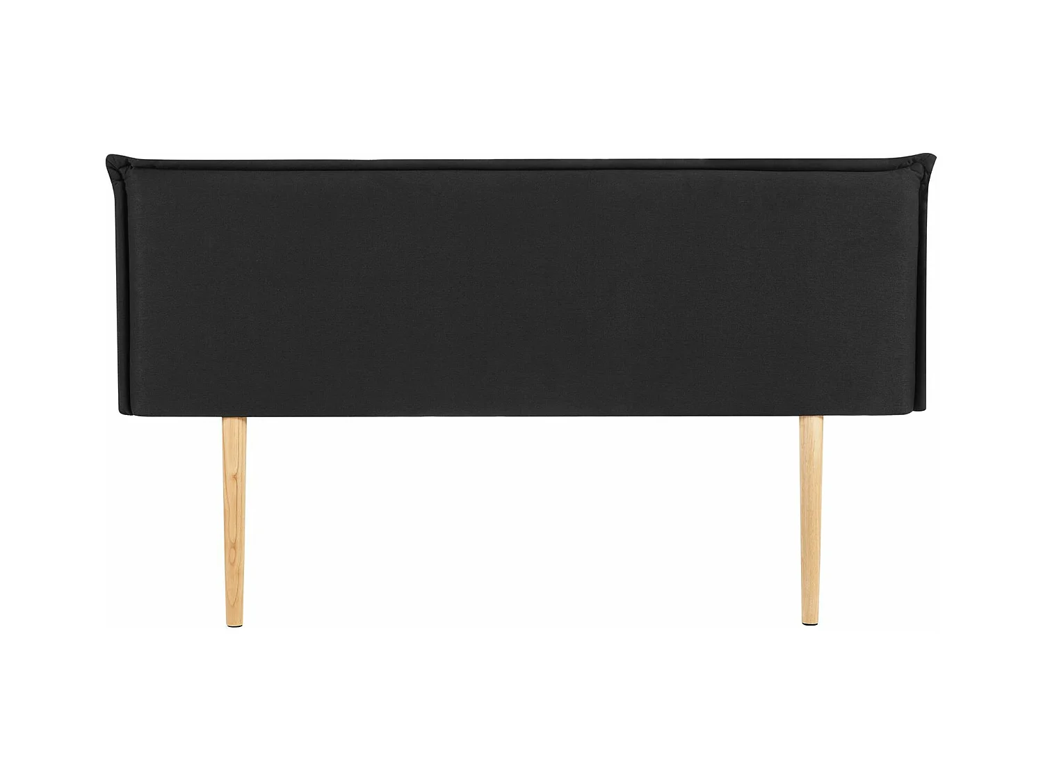 Tête de lit VINCEL 160 rembourrée, En tissu polyester pour lit 160 cm, Sur pieds en bois, Noir