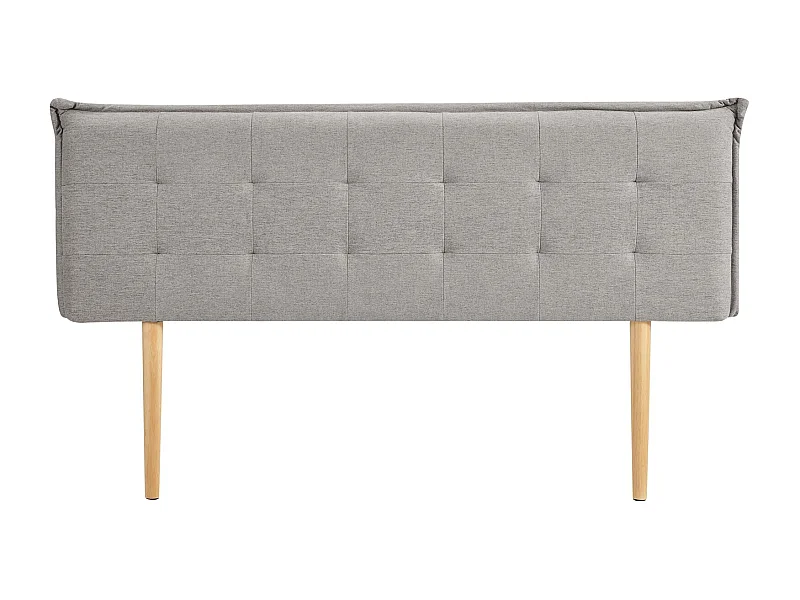 Tête de lit ZELOX 160 capitonnée, En tissu rembourré, Pieds en bois, Design élégant, Pour lits 160 cm, Gris