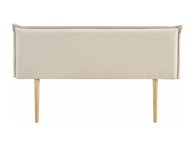 Tête de lit VINCEL 160 rembourrée, En tissu polyester pour lit 160 cm, Sur pieds en bois, Écru