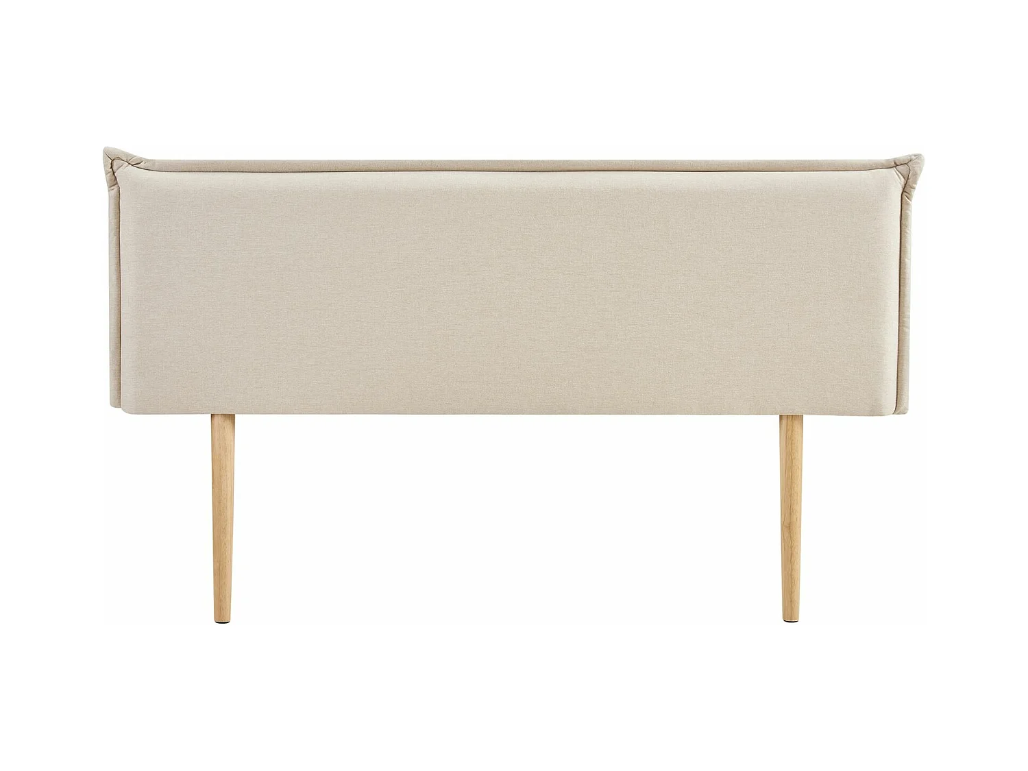 Tête de lit VINCEL 160 rembourrée, En tissu polyester pour lit 160 cm, Sur pieds en bois, Écru