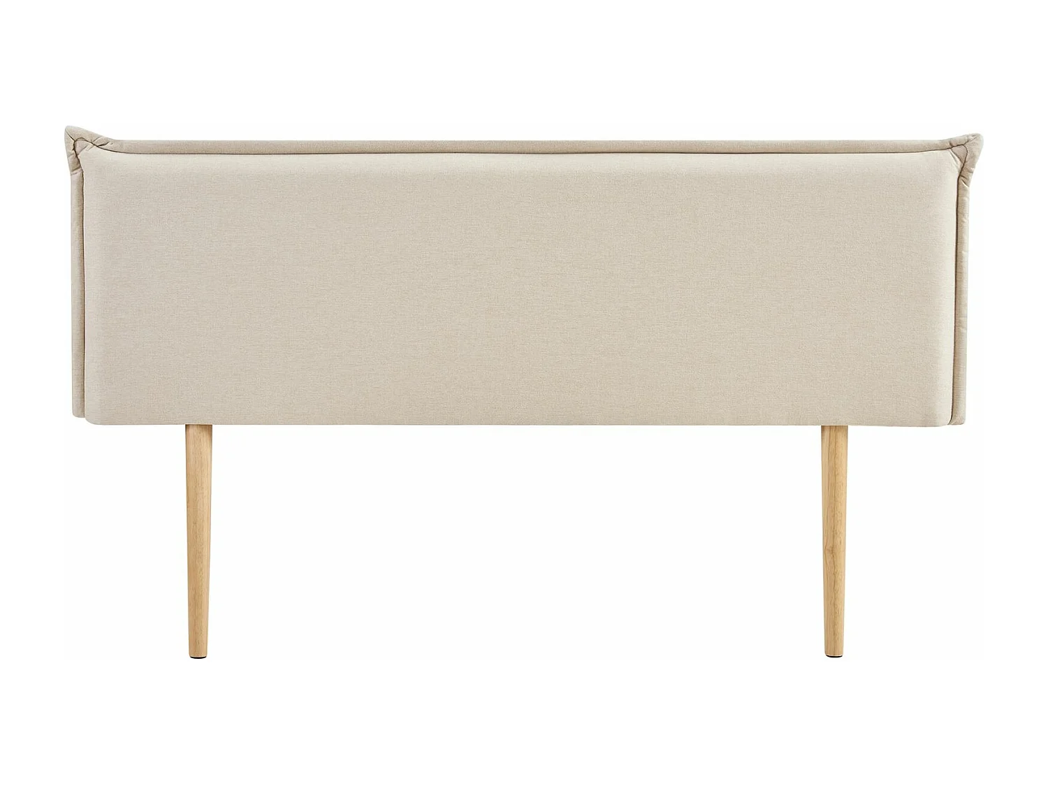 Tête de lit VINCEL 160 rembourrée, En tissu polyester pour lit 160 cm, Sur pieds en bois, Écru