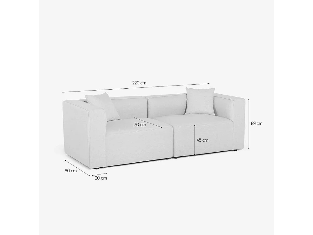 Canapé 3 places modulable moderne en tissu Neko - Beige