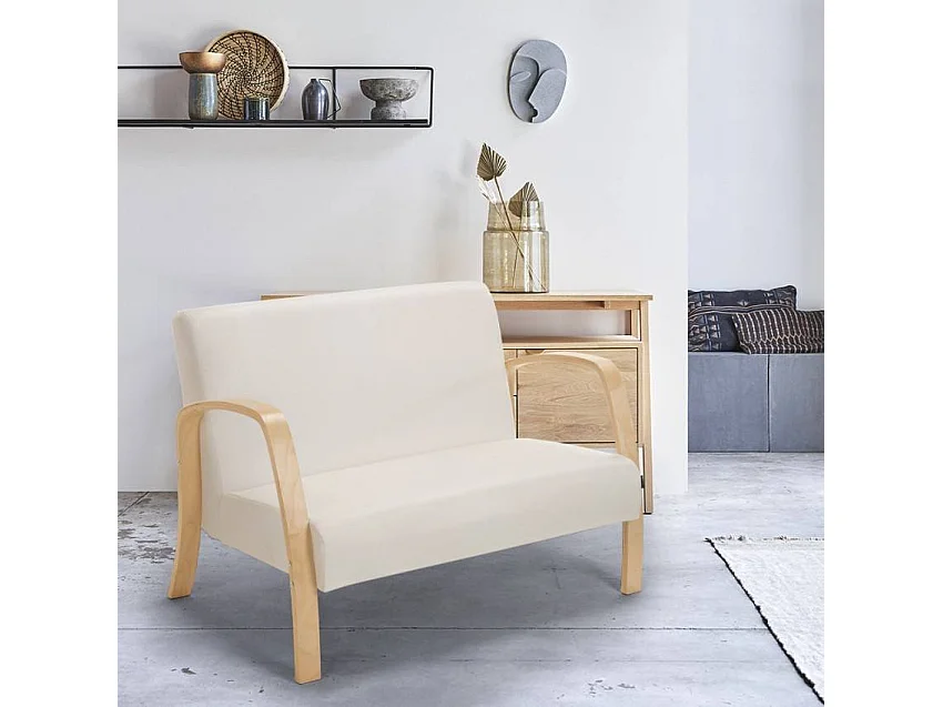 Sofá de madera y tela para sala de espera y estudio de diseño Esbjerg - Blanco