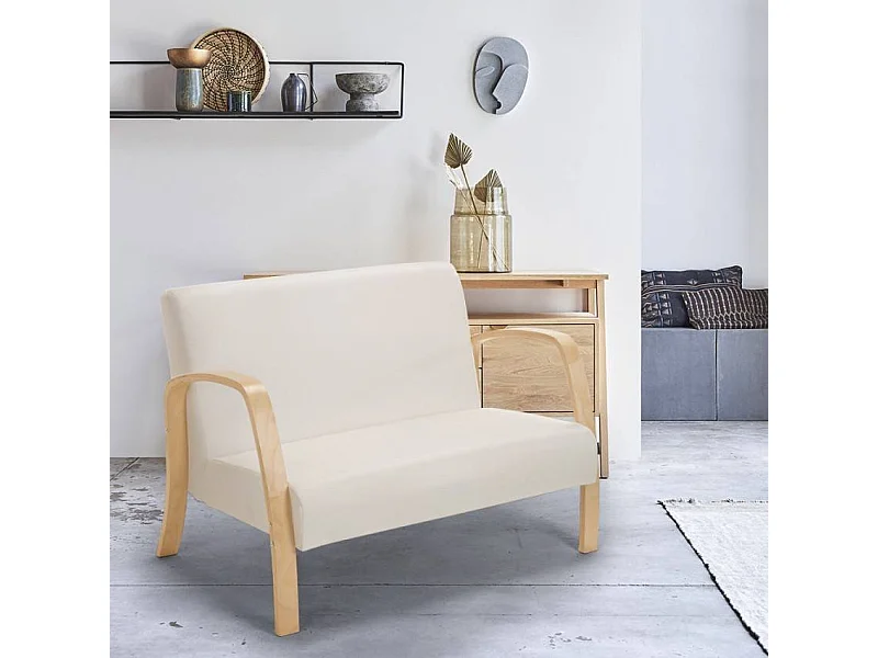 Sofá de madera y tela para sala de espera y estudio de diseño Esbjerg - Blanco