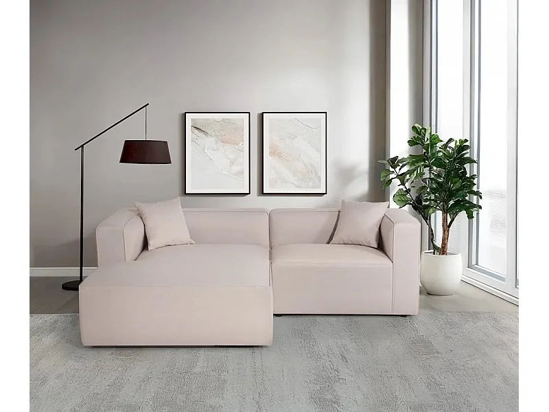 Divano modulare 3 posti chaise longue angolare in tessuto Banano