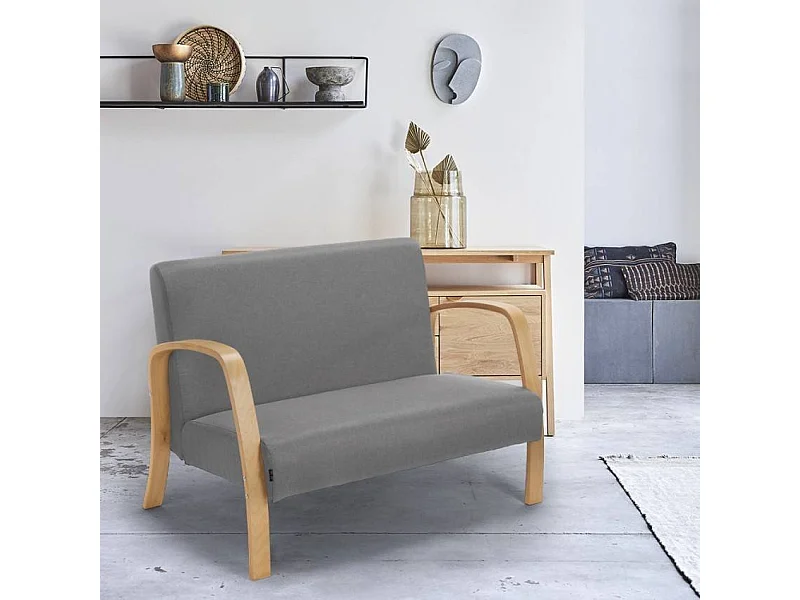 Sofá de madera y tela para sala de espera y estudio de diseño Esbjerg - Gris