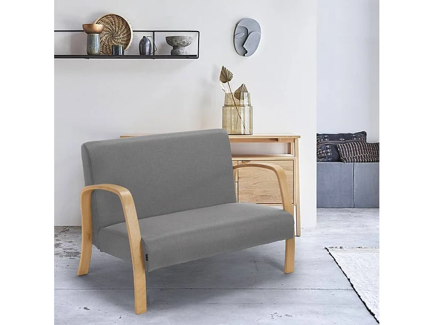 Sofá de madera y tela para sala de espera y estudio de diseño Esbjerg - Gris