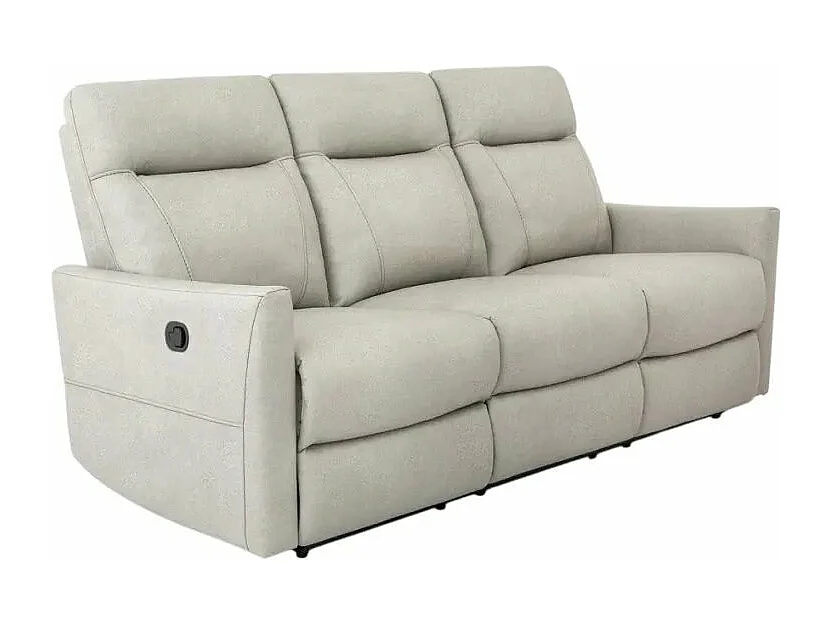 Sofá moderno de 3 plazas reclinable con mecanismo relax manual y de polipiel color gris Kiros - Gris
