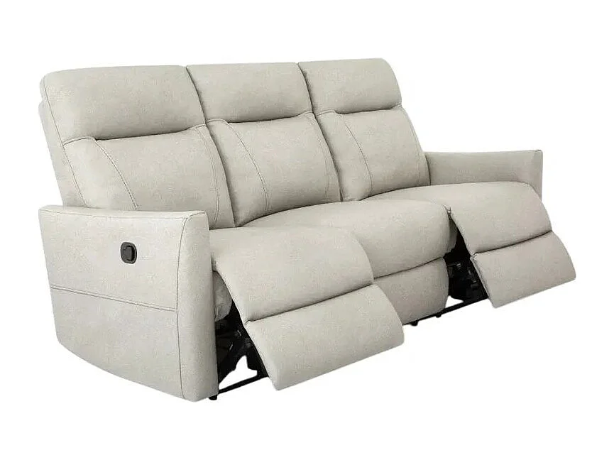 Sofá moderno de 3 plazas reclinable con mecanismo relax manual y de polipiel color gris Kiros - Gris