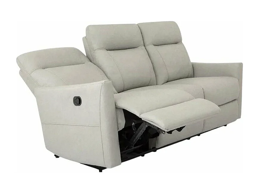 Sofá moderno de 3 plazas reclinable con mecanismo relax manual y de polipiel color gris Kiros - Gris