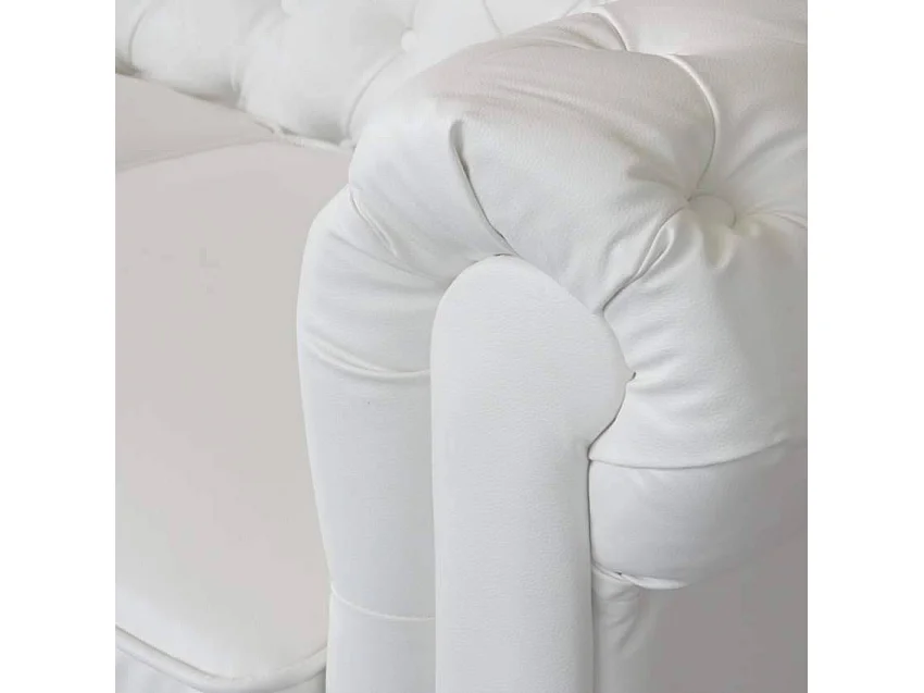 Chesterfield Design 2 Sitzer Capitonné Kunstleder Sofa - Weiß