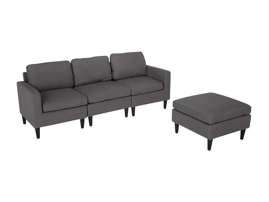 Canapé 3 places avec méridienne et accoudoirs en tissu de salon moderne Steffy - Gris