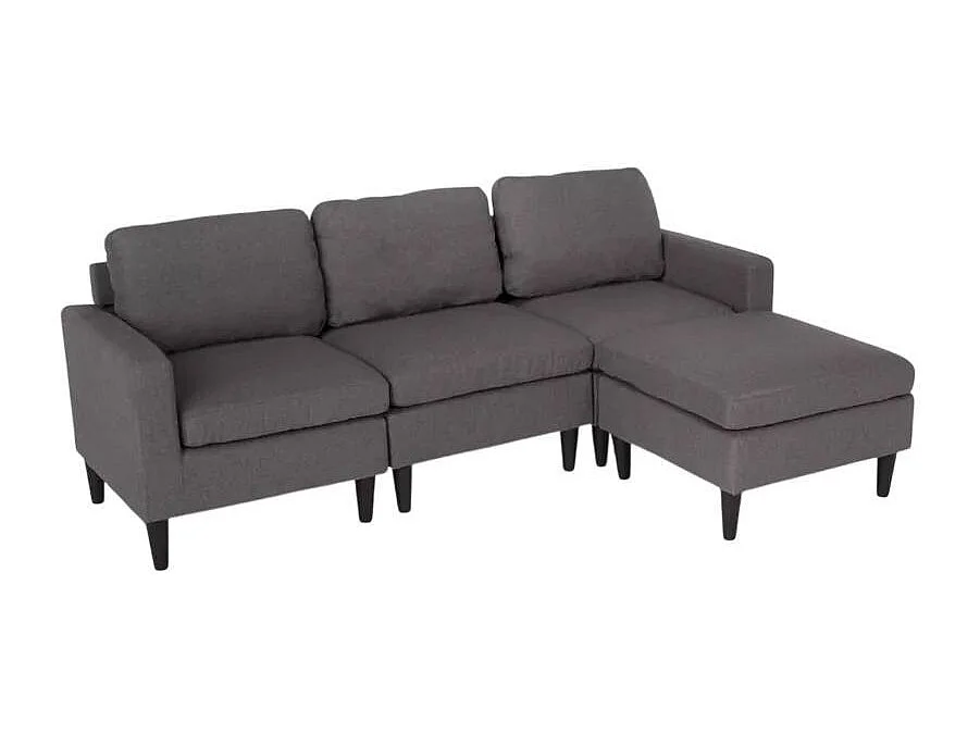 Canapé 3 places avec méridienne et accoudoirs en tissu de salon moderne Steffy - Gris