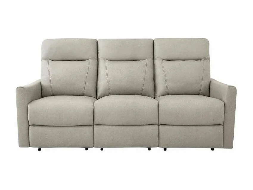 Sofá de 3 plazas con mecanisco de relax eléctrico, reclinable y 2 puertos USB en polipiel Jovit - Gris
