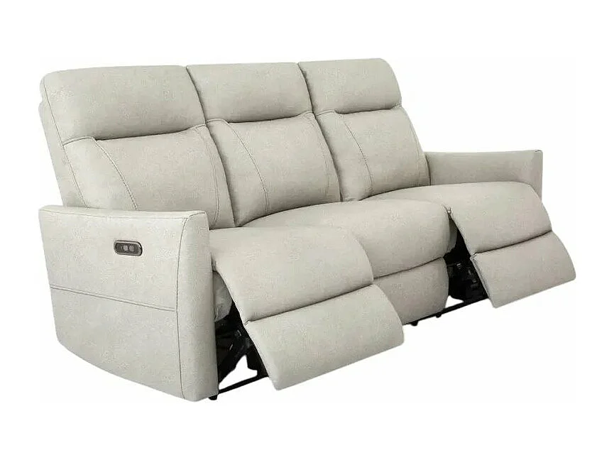 Sofá de 3 plazas con mecanisco de relax eléctrico, reclinable y 2 puertos USB en polipiel Jovit - Gris