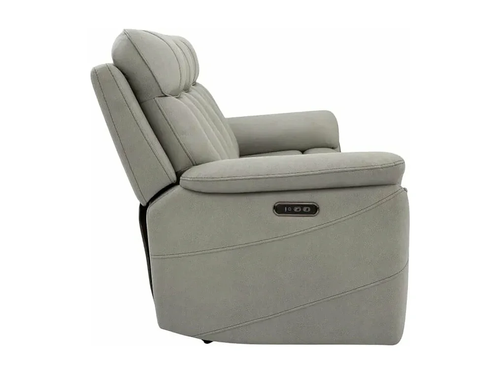 Sofá de 3 plazas con mecanisco de relax eléctrico, reclinable y 2 puertos USB en polipiel Jovit - Gris