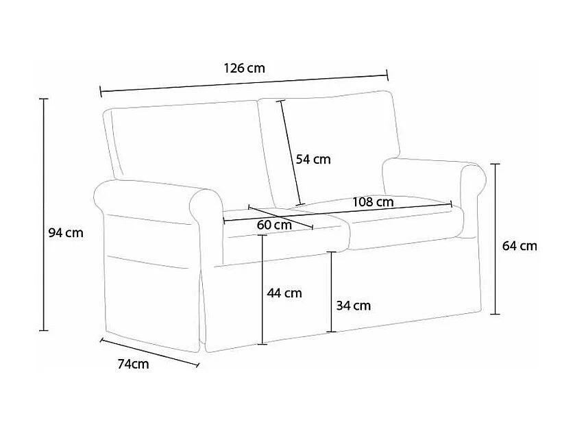 Epoque Modernes 2-Sitzer-Sofa im klassischen Design für Wohnzimmer aus Stoff - Beige