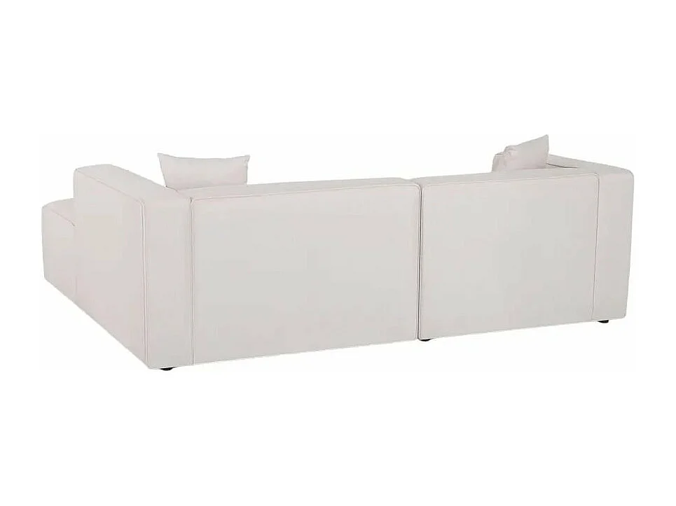 Canapé d'angle modulaire 3 places avec péninsule en tissu Rylos - Beige