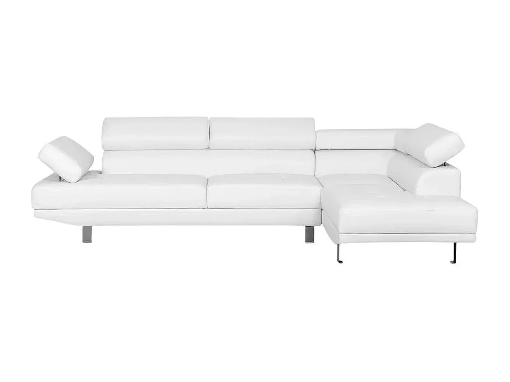 Sofá esquinero con chaise longue de polipiel con reposacabezas reclinables Legatus - Blanco