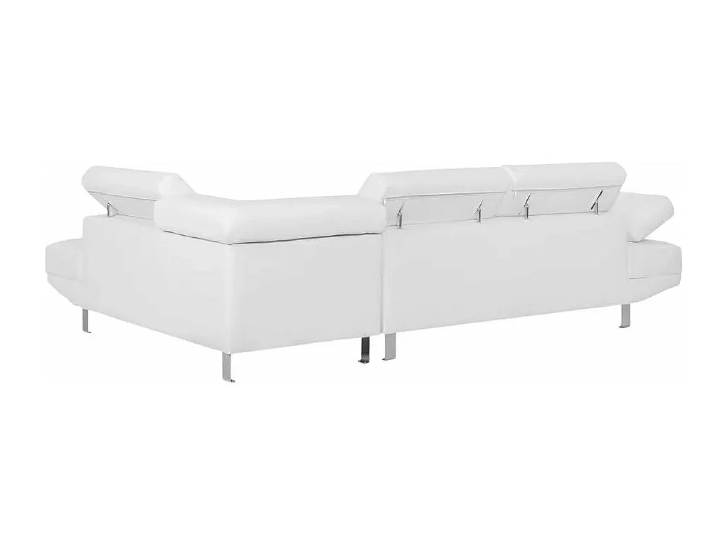 Sofá esquinero con chaise longue de polipiel con reposacabezas reclinables Legatus - Blanco