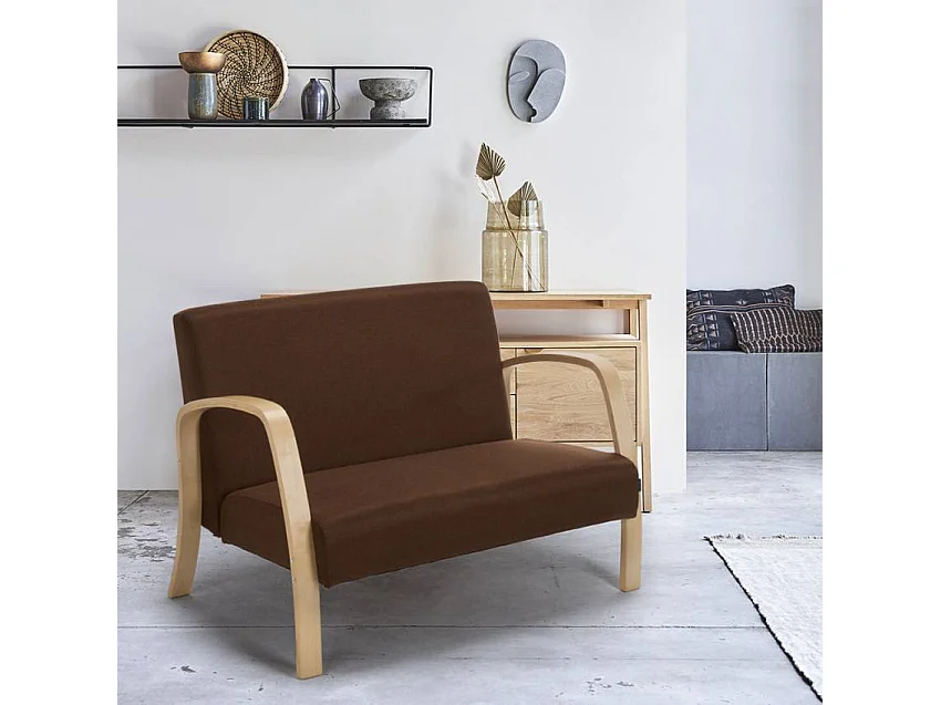 Holz- und Stoffsofa für Wohnzimmer, Warteräume und Ateliers Design Esbjerg - Braun