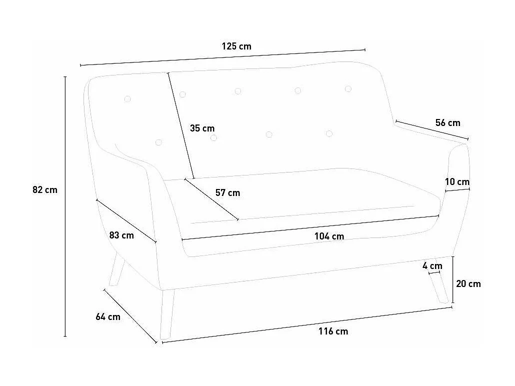Divano 2 posti in tessuto stile scandinavo confortevole moderno Gelso