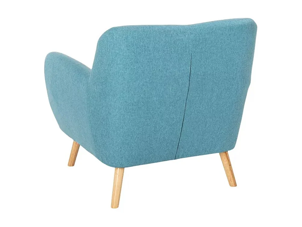 Juego de sofás 2 sillones diseño escandinavo y sofá 2 plazas madera tejido Cleis - Azul Marino