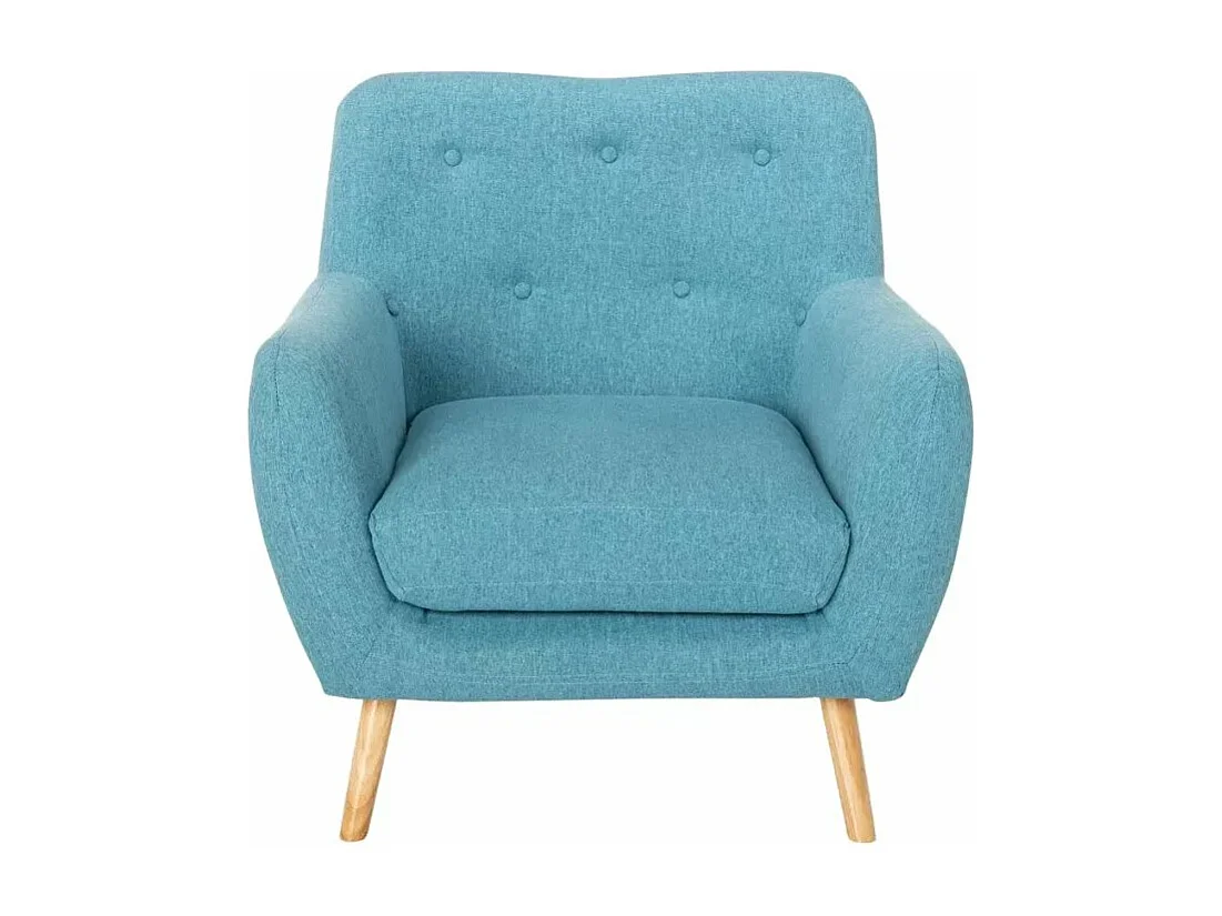 Juego de sofás 2 sillones diseño escandinavo y sofá 2 plazas madera tejido Cleis - Azul Marino