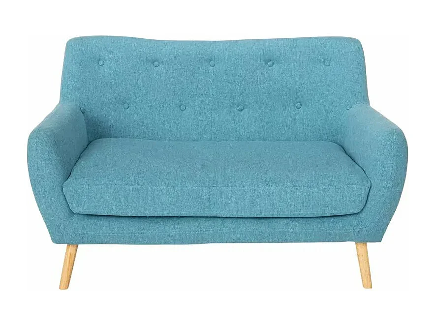 Juego de sofás 2 sillones diseño escandinavo y sofá 2 plazas madera tejido Cleis - Azul Marino