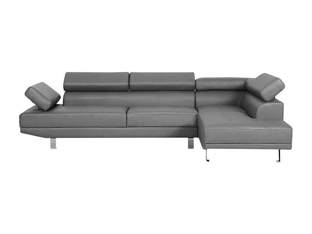 Sofá esquinero con chaise longue de polipiel con reposacabezas reclinables Legatus - Gris