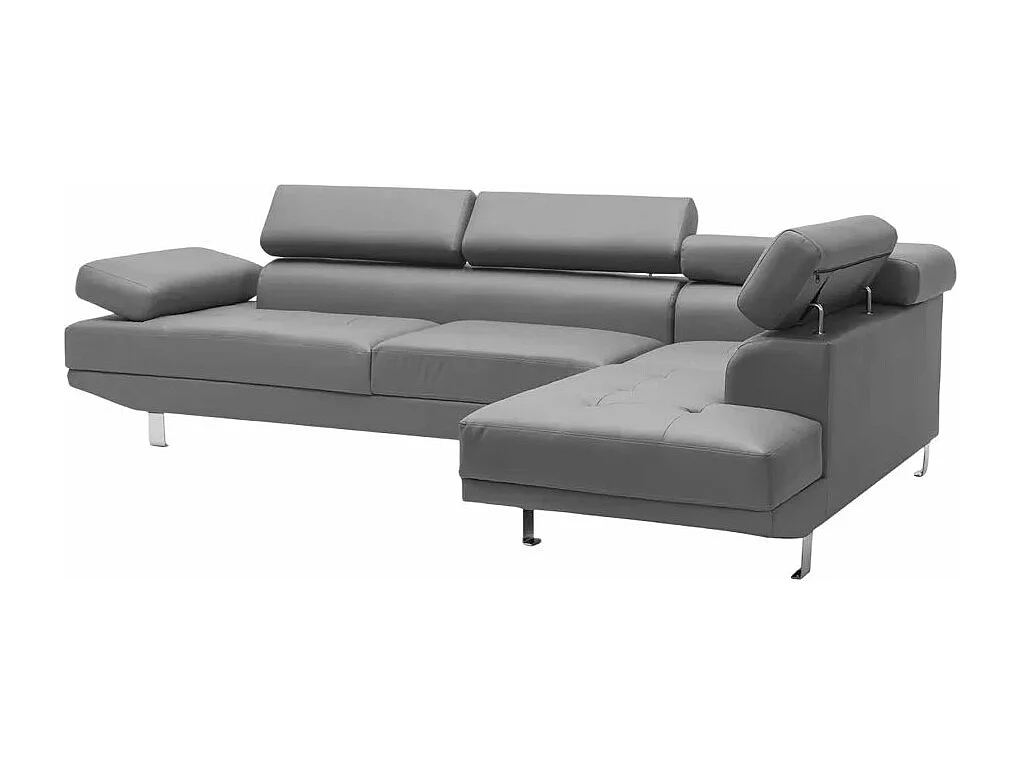 Sofá esquinero con chaise longue de polipiel con reposacabezas reclinables Legatus - Gris