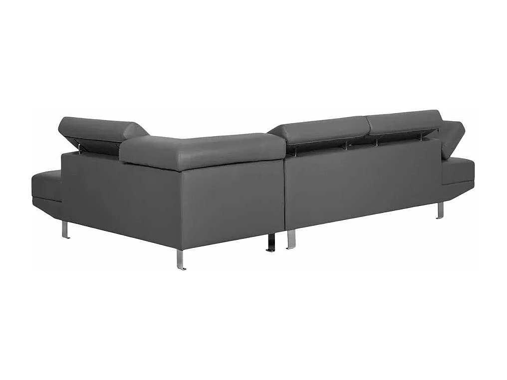 Sofá esquinero con chaise longue de polipiel con reposacabezas reclinables Legatus - Gris