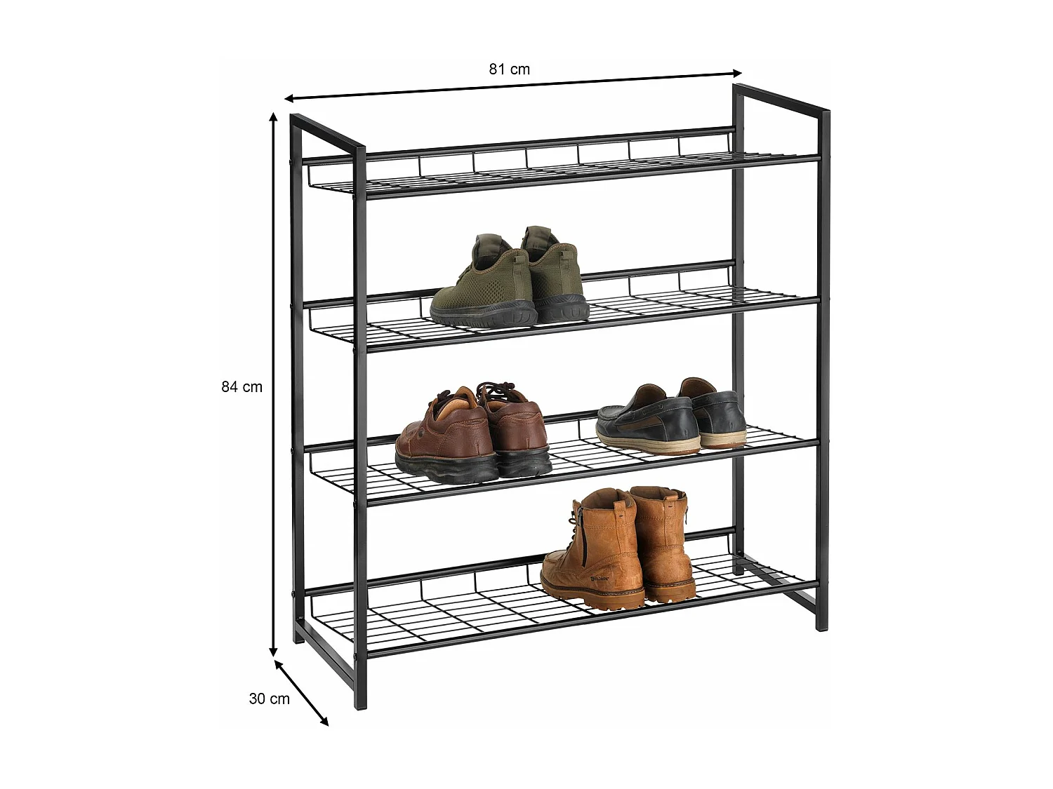 Étagère à chaussure ORDO, meuble à chaussure, rangement porte-chaussure à 4 niveaux en métal