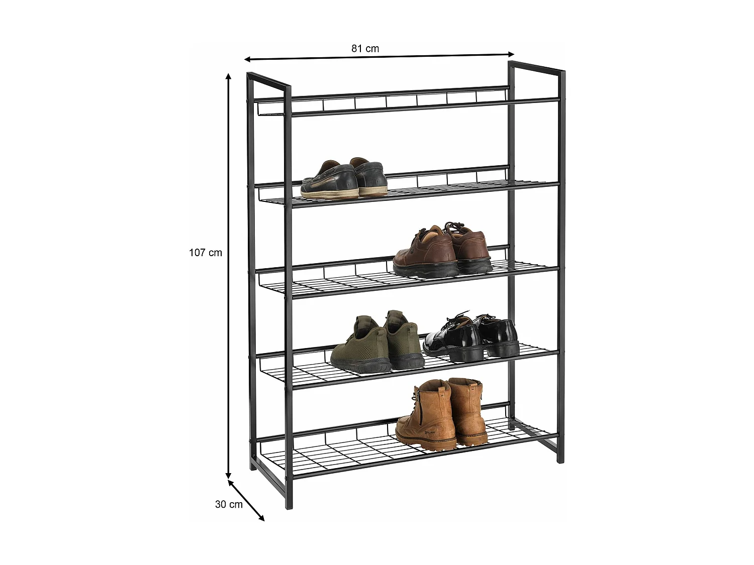 Étagère à chaussure ORDO, meuble à chaussure, rangement porte-chaussure à 5 niveaux en métal