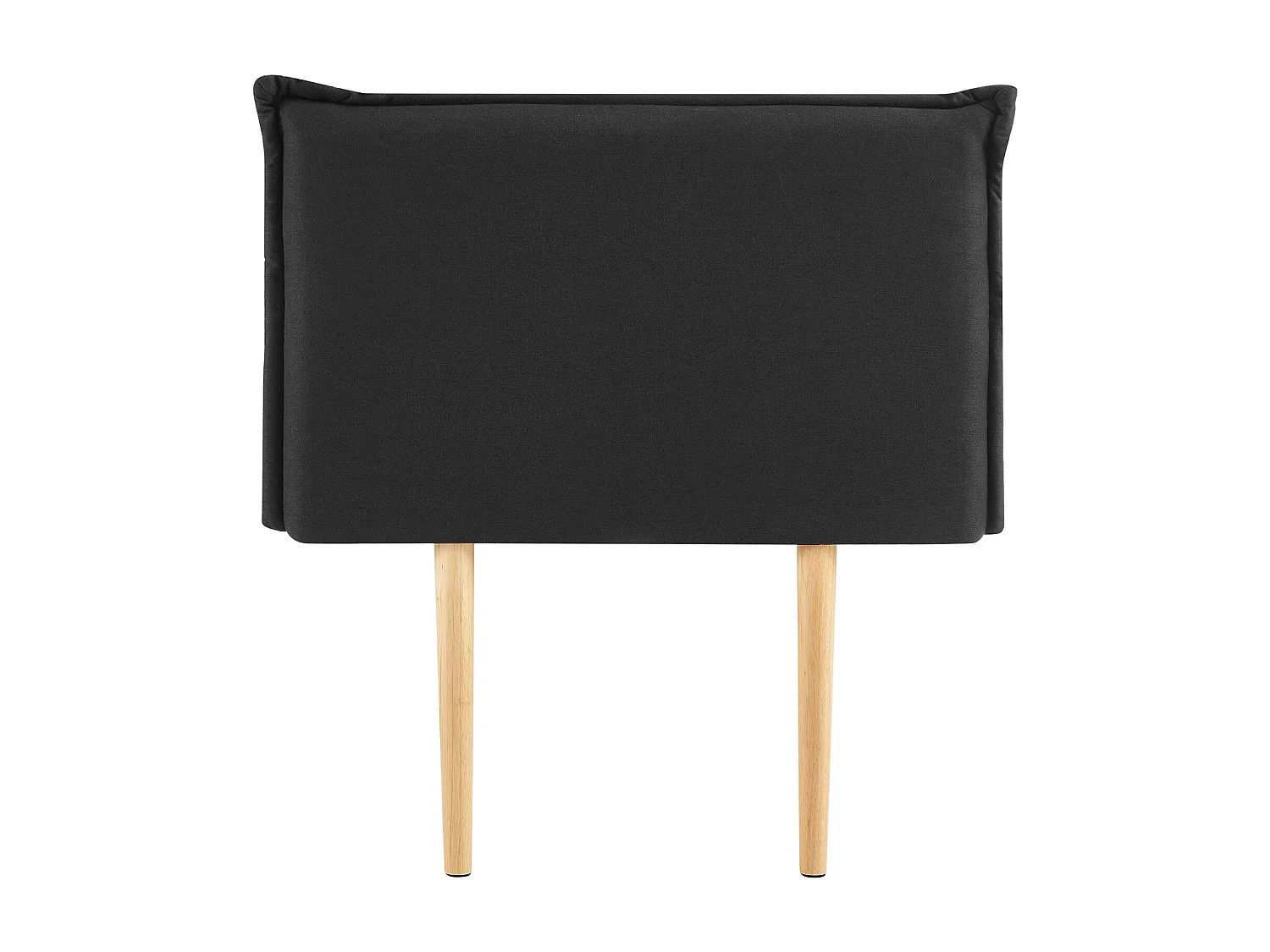 Tête de lit NERINA 90 rembourrée, En tissu polyester pour lit 90 cm, Sur pieds en bois, Noir