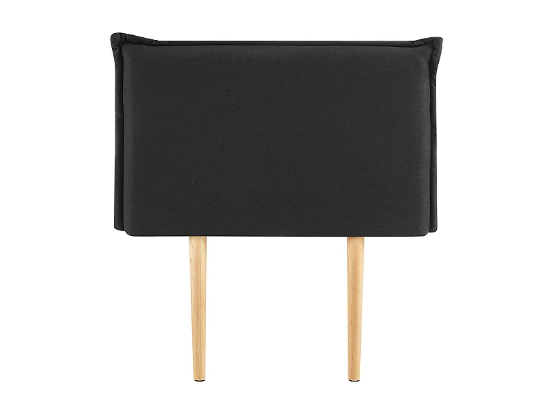 Tête de lit NERINA 90 rembourrée, En tissu polyester pour lit 90 cm, Sur pieds en bois, Noir
