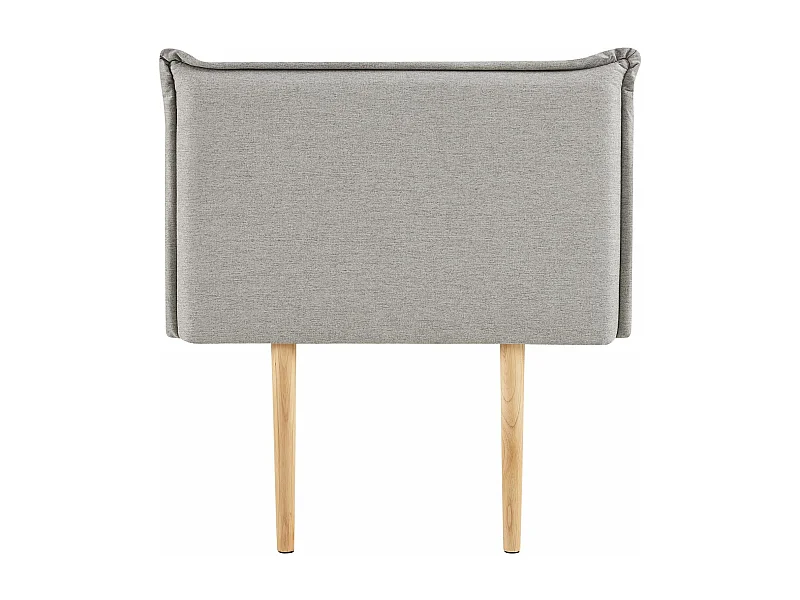 Tête de lit NERINA 90 rembourrée, En tissu polyester pour lit 90 cm, Sur pieds en bois, Gris