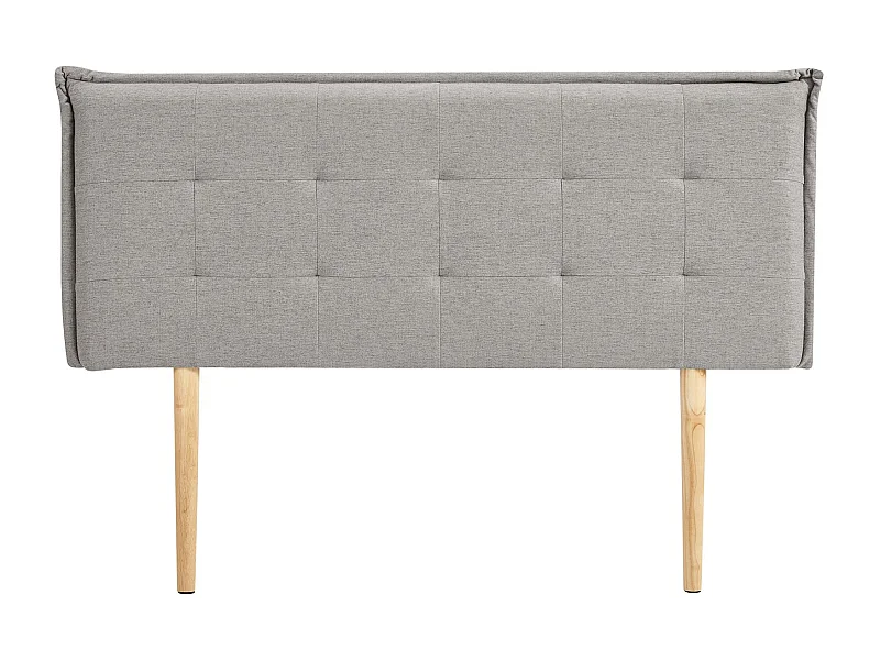 Tête de lit TIMOTHÉ 140 capitonnée, En tissu rembourré, Pieds en bois, Design élégant, Pour lits 140 cm, Gris