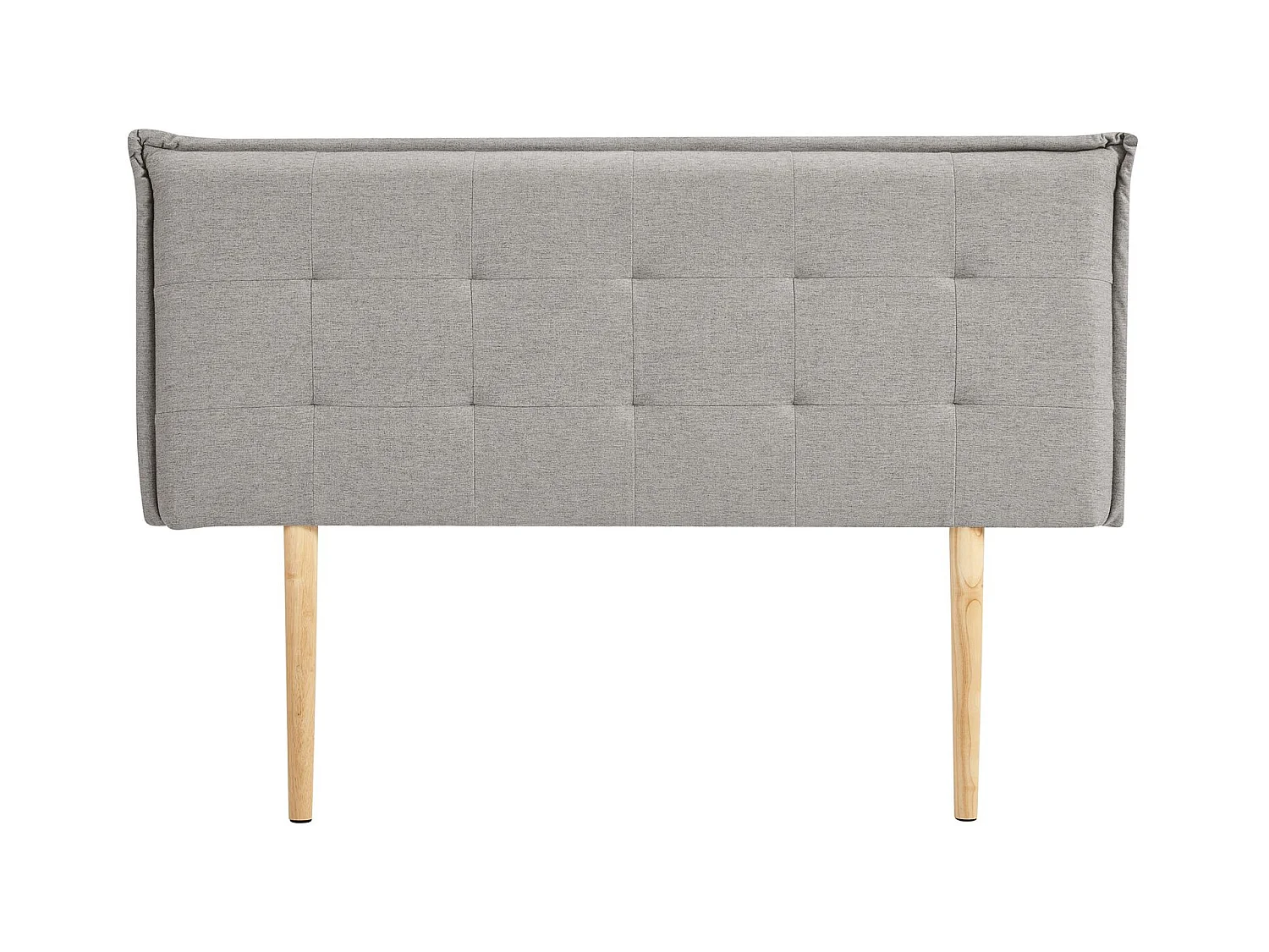 Tête de lit TIMOTHÉ 140 capitonnée, En tissu rembourré, Pieds en bois, Design élégant, Pour lits 140 cm, Gris