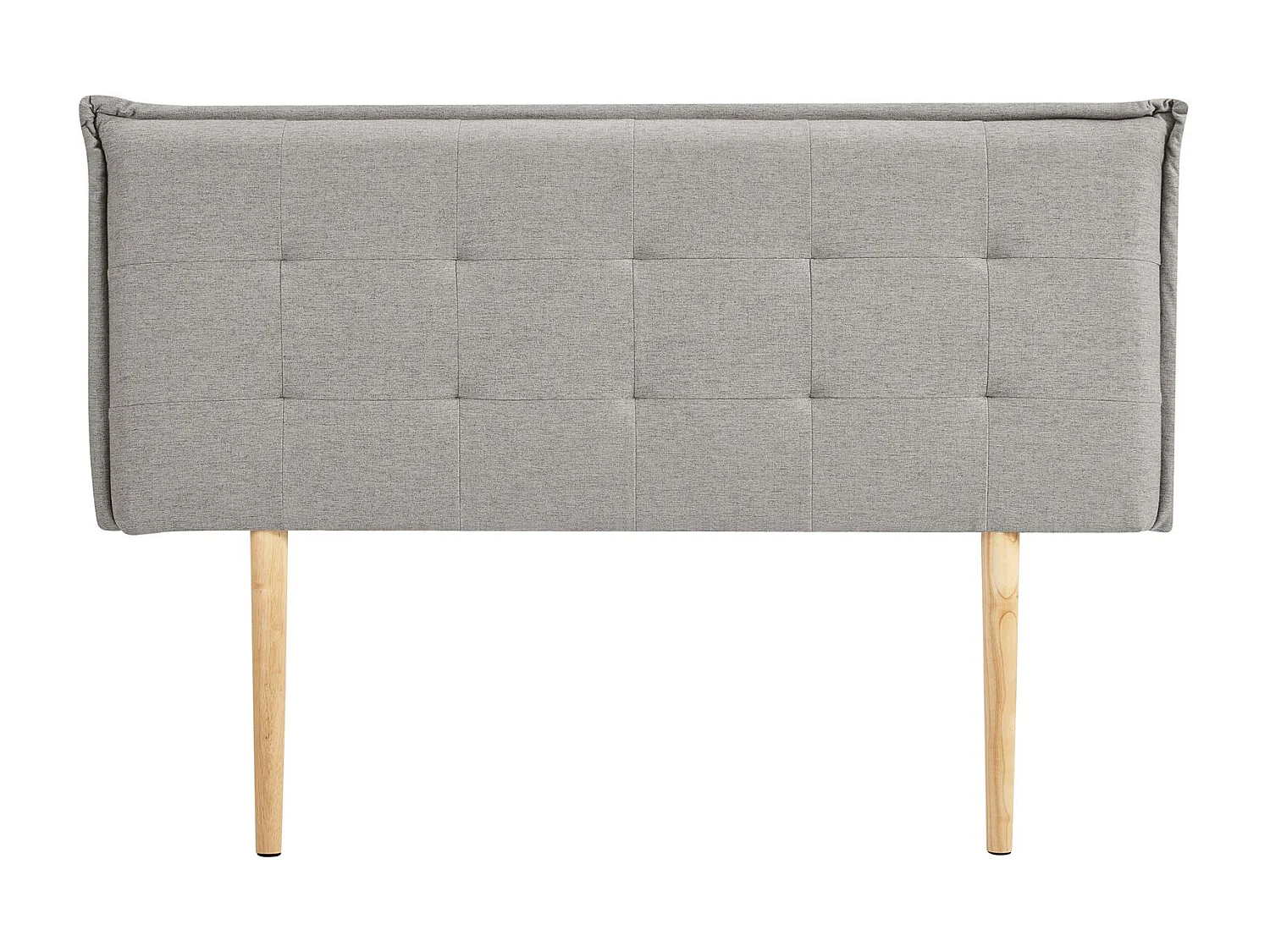 Tête de lit TIMOTHÉ 140 capitonnée, En tissu rembourré, Pieds en bois, Design élégant, Pour lits 140 cm, Gris